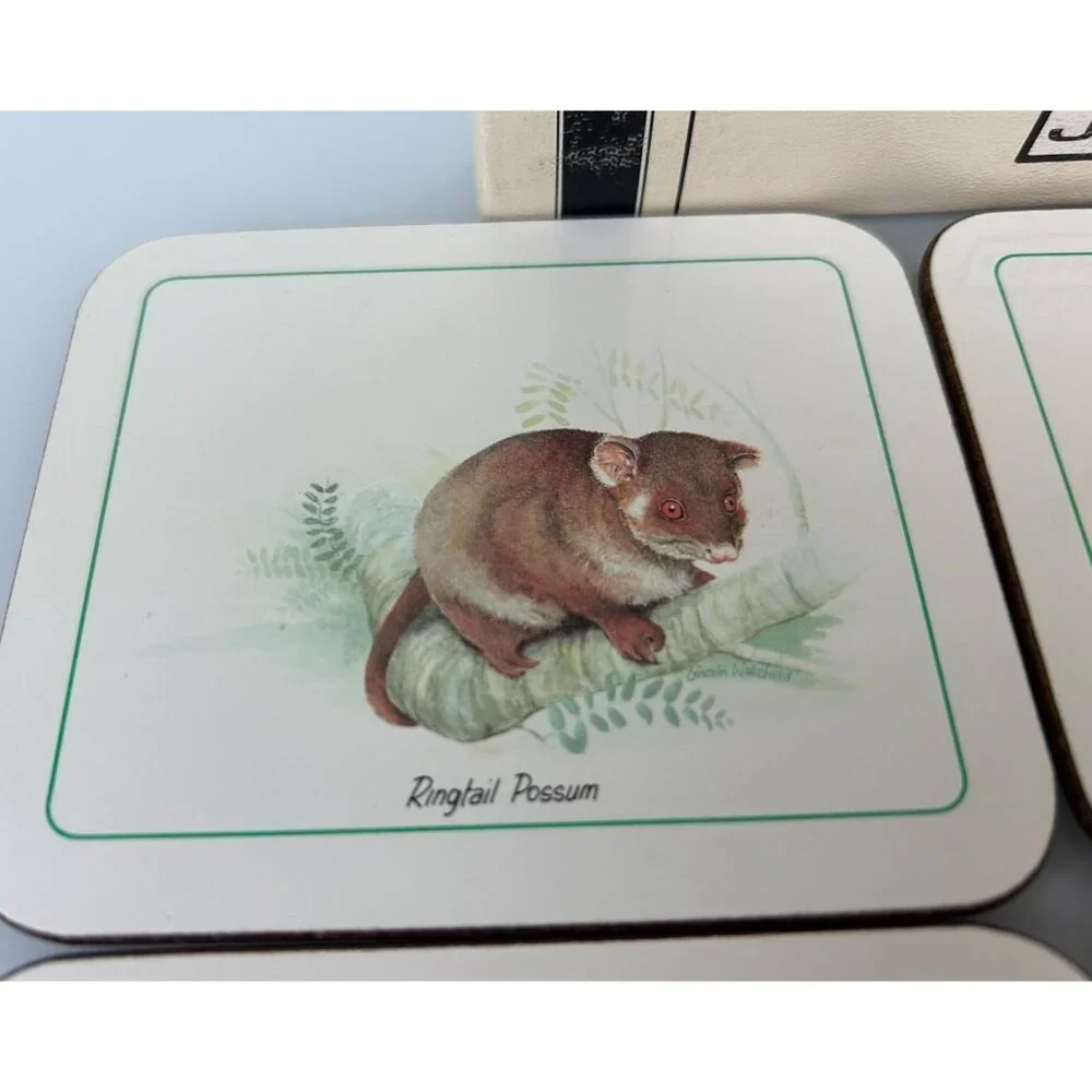 Jason Coasters Australian Animal Wildlife Set 6 Cork Back Kangaroo Koala Wombat